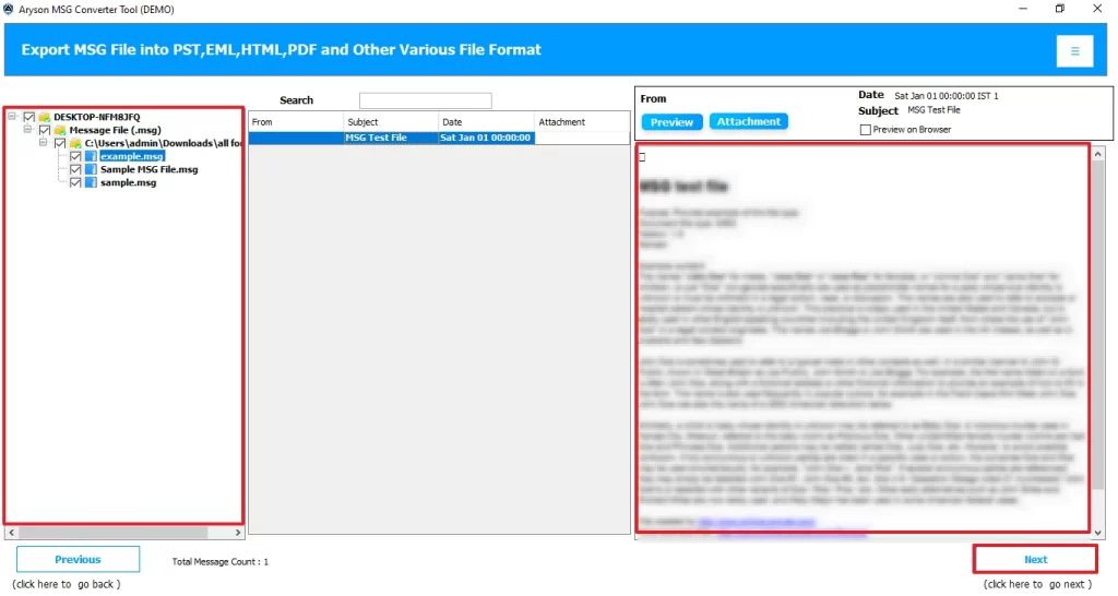 preview the files and click on next.