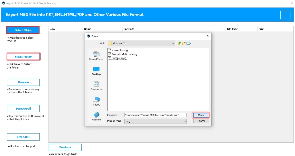 Select the File/Folder.