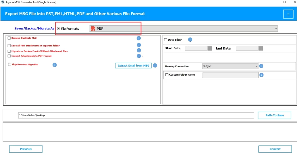 Select PDF.