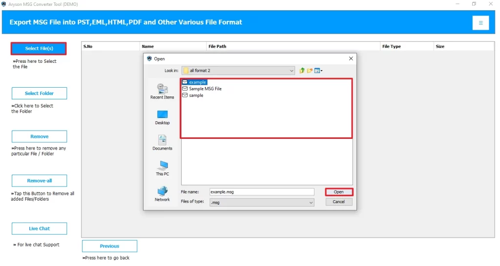 Choose the file/folder.