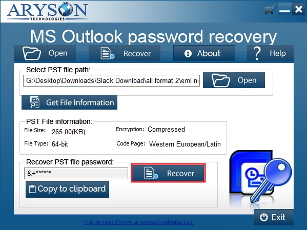 Click on the Recover button.