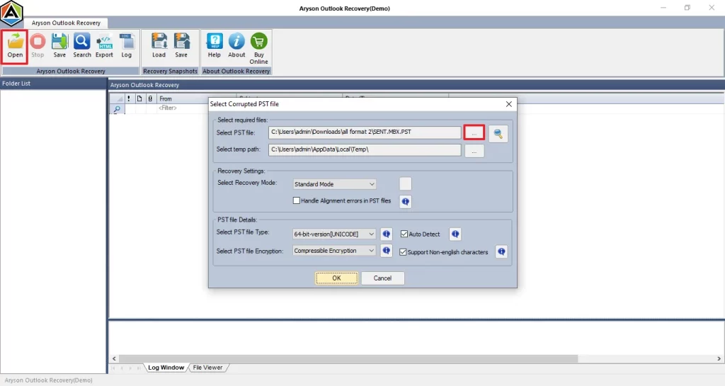 Choose PST file you want to repair.