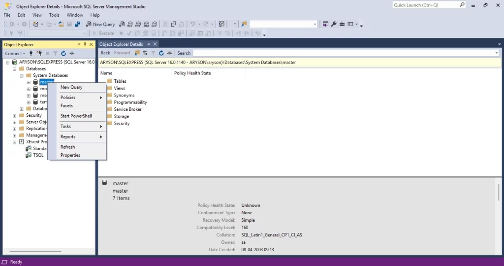 Right-click and choose the Tasks option