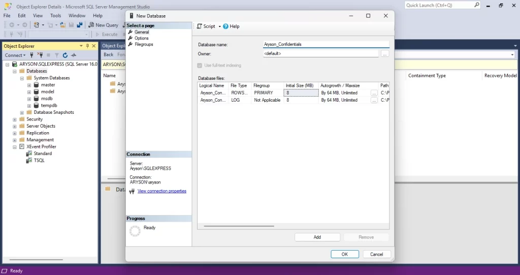 Browse the transferred `.bak` file and select it to access it on the new server