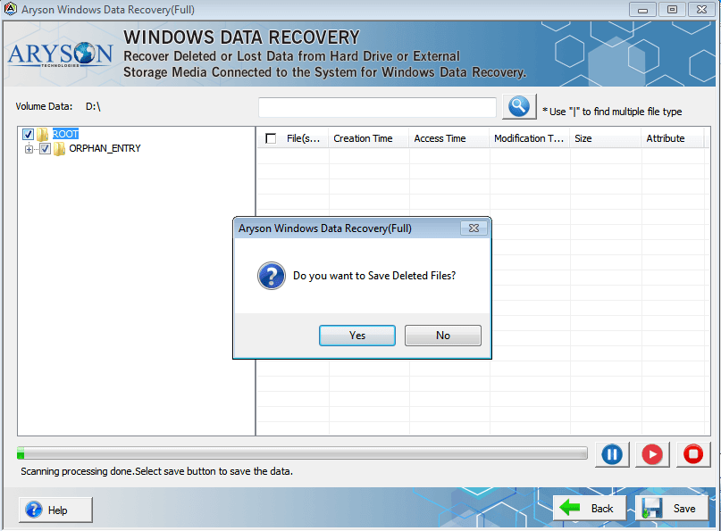 Press yes on restore the deleted files