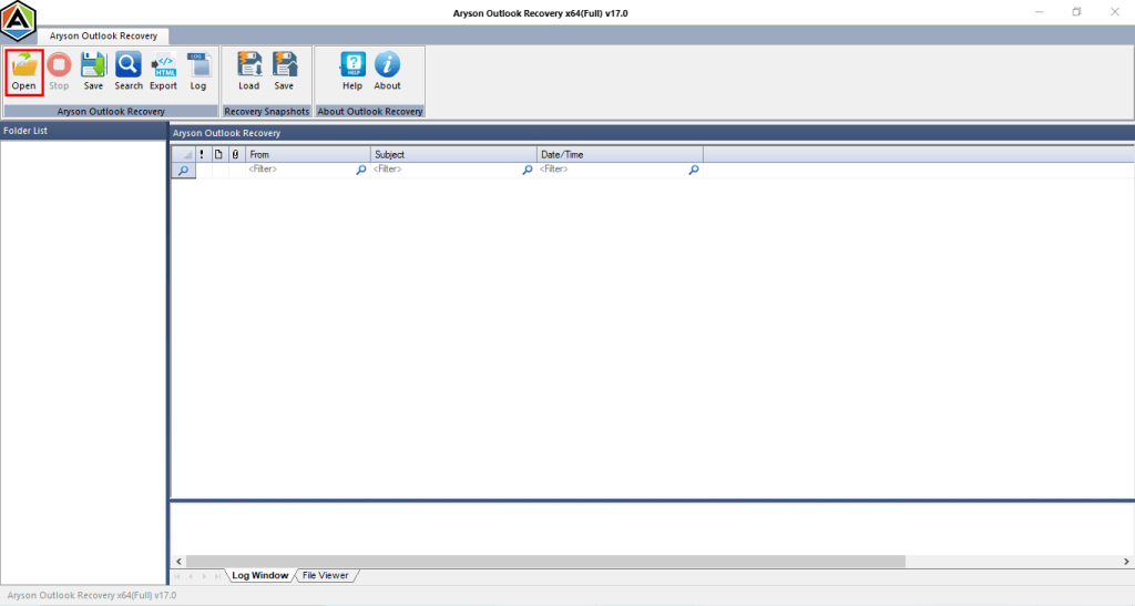 Click on the Open button and select your corrupted PST file.