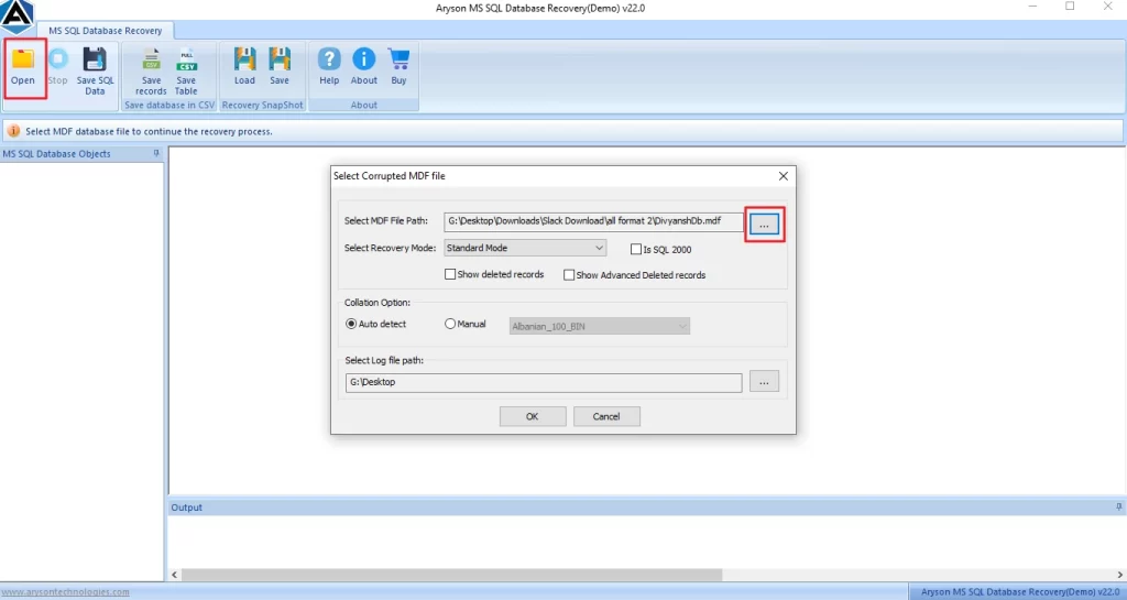 Browse the .mdf file.