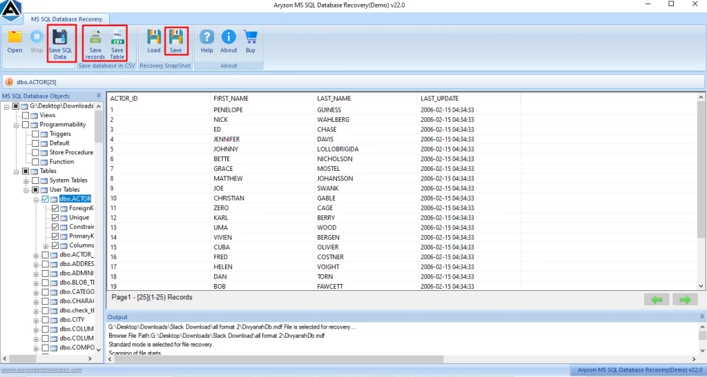 Click on Export or Save to store the recovered files.