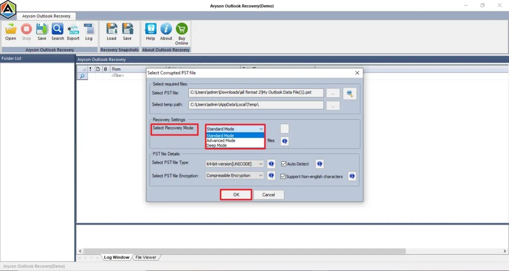 Choose the required scanning mode option and click on next.